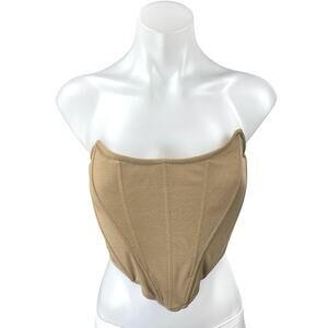 NEW Hera Collection Brown Sleeveless Strapless Bandeau Bustier Corset Crop Top S